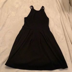 Medium Black, Textured, Halter Dress with Pockets